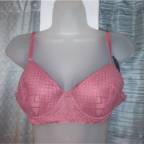 Youmita 36B Baroque Rose Symmetrical Mesh Lightly Lined Push Up Bra & Panty NWT - Picture 2 of 10